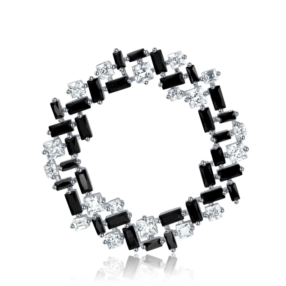 FASHION ATTITUDE 18k white gold gp made with Swarovski CZ crystal brooch black Foto 3 de 4