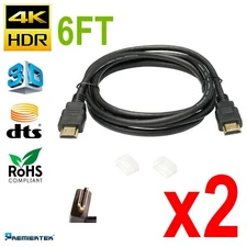 2 PACK ULTRA HDMI 2.0 CABLE HDTV UHD Ethernet 4K x 2K 3D Audio Return Shield 6FT