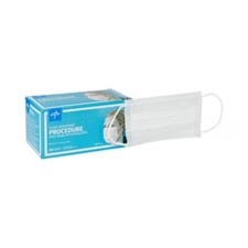 ASTM Level 1 Procedure Face Mask with Ear Loops, White, Box of 50