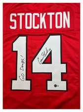 Gunner Stockton Autographed Georgia Custom RED Jersey Go Dawgs Insc Beckett COA