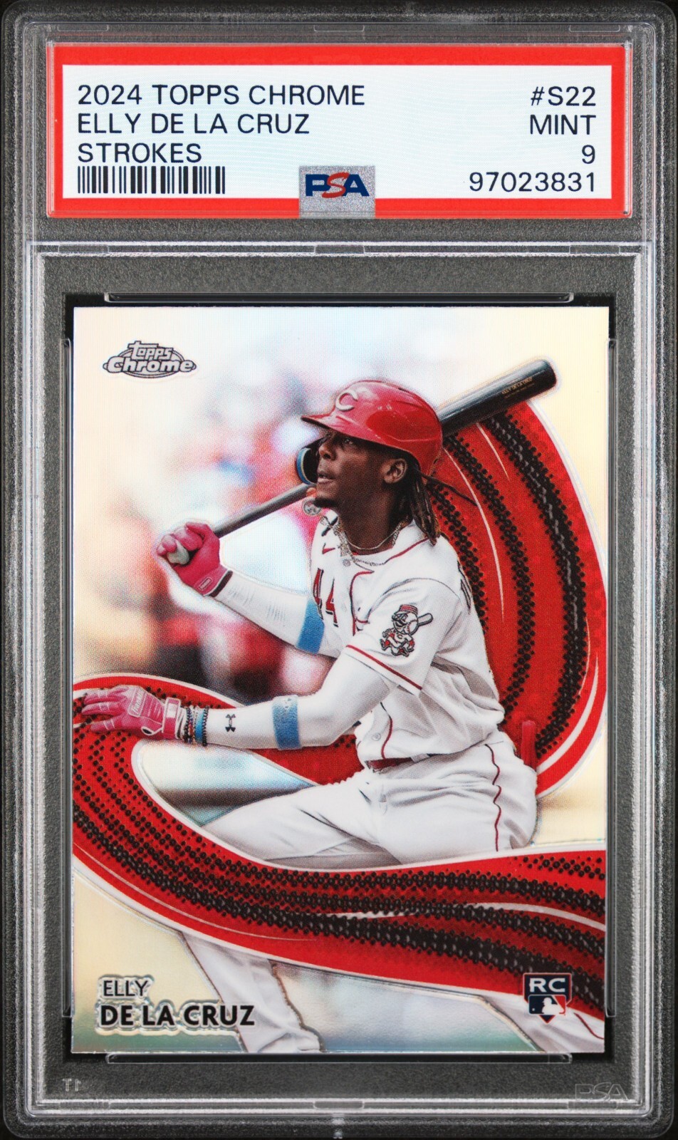 2024 Topps Chrome Elly De La Cruz Strokes Rookie RC #S22 PSA 9 Mint Reds