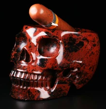 Huge 5.0" Mahogany Obsidian Carved Crystal Skull, Realistic, Crystal Healing