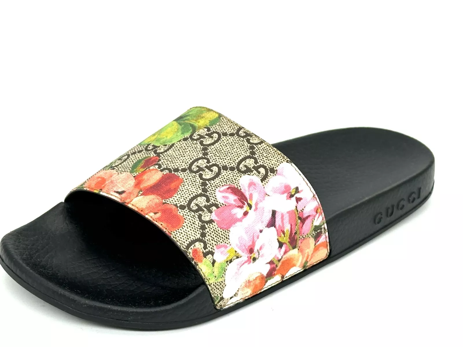 Gucci Pursuit Floral Bloom GG Logo Supreme Rubber Pool Slides Mules Sandales