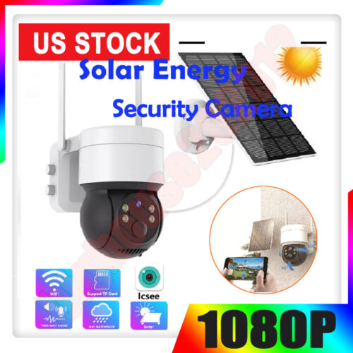 Solar Battery Powered Wireless WiFi Outdoor Pan/Tilt Home Security Camera System