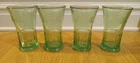 LIBBEY Coca Cola Libby Vintage Green Glass Flared Heavy 16oz Glasses 6 1/4” Tall