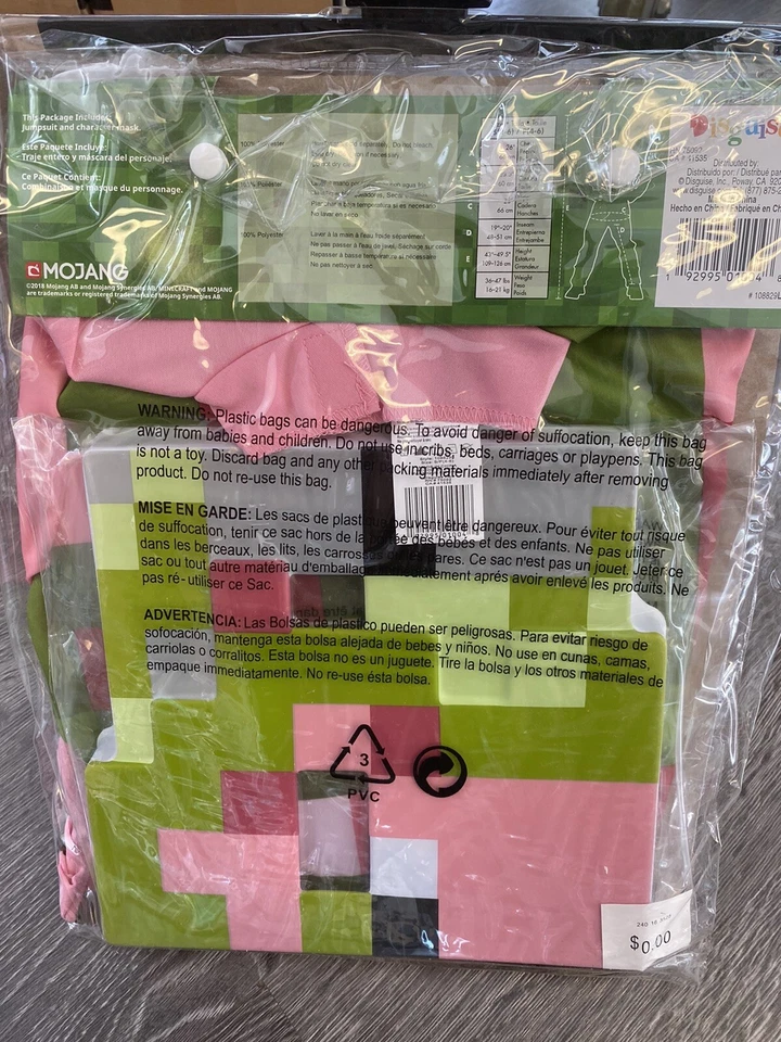 Disfraz Minecraft Zombie Pigman Halloween Disfraz Niño Talla Pequeña 4-6 Foto 2 de 4