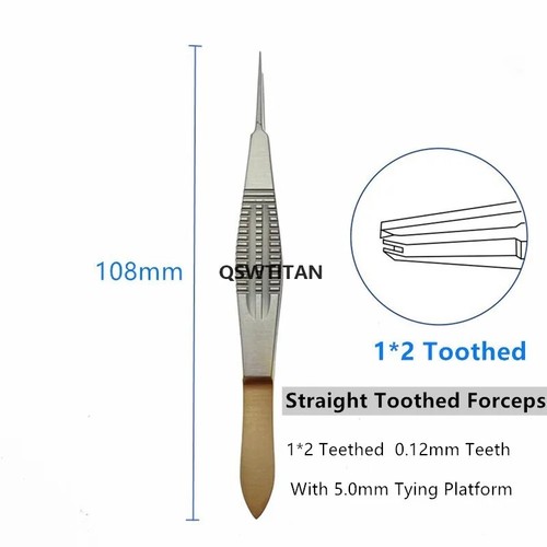 Ophthalmic Toothed Forceps Titanium tweezers 1*2 teeth Dental Forceps 1pcs - Picture 12 of 17