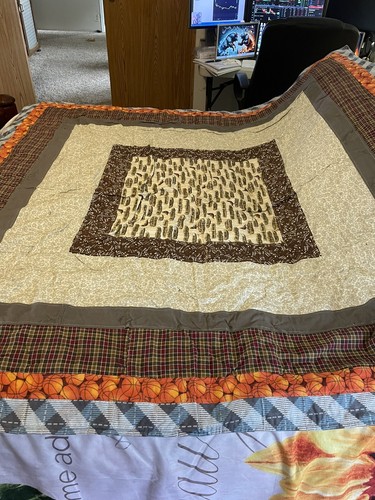 Handmaid sports quilt 60 x 62 baseball soccer basketball football Fall Colors - Picture 8 of 11