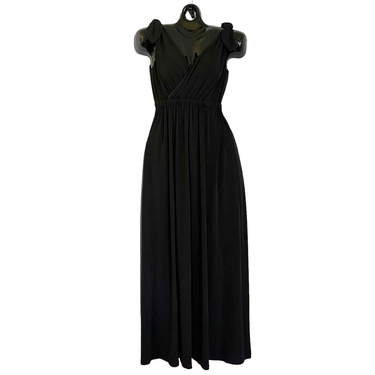 NWOT Vicky Tiel Black Sleeveless Draped Grecian Style Maxi Dress Gown | eBay