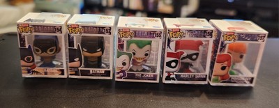 Batman, Batgirl, The Joker, Poison Ivy & Harley Quinn Funko Bitty Pops Lot of 5
