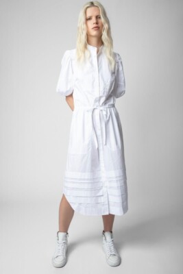 New! Zadig & Voltaire Ryana Pop Dress Shirt Sz M White Puff Sleeve Button Down