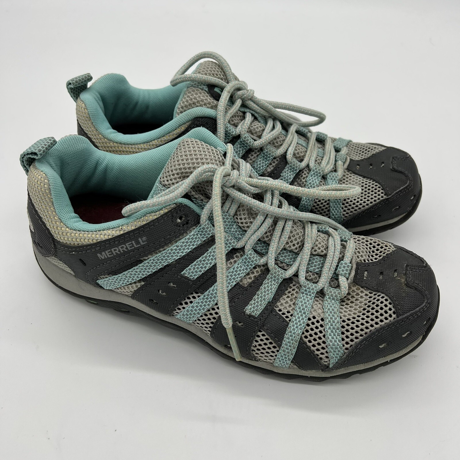 Scarpe da donna Merrell Mykos Aquatic grigio blu trails taglia US 7 5 outdoor escursionismo