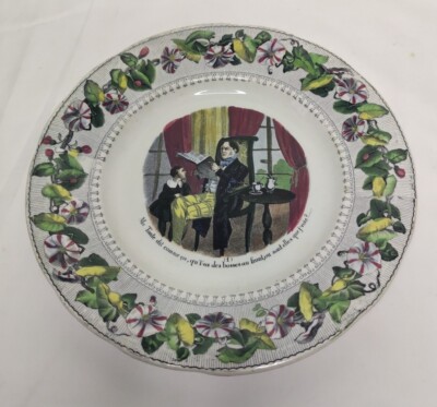 Rare Creil Montereau Humor 19th Century Plate -D 21 Cm Vintage Decor