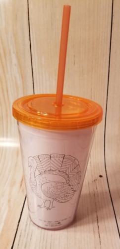 Turkey Thanksgiving Tumbler Color Your Own Drink Tumbler Celebrate It NEW - Picture 1 of 5