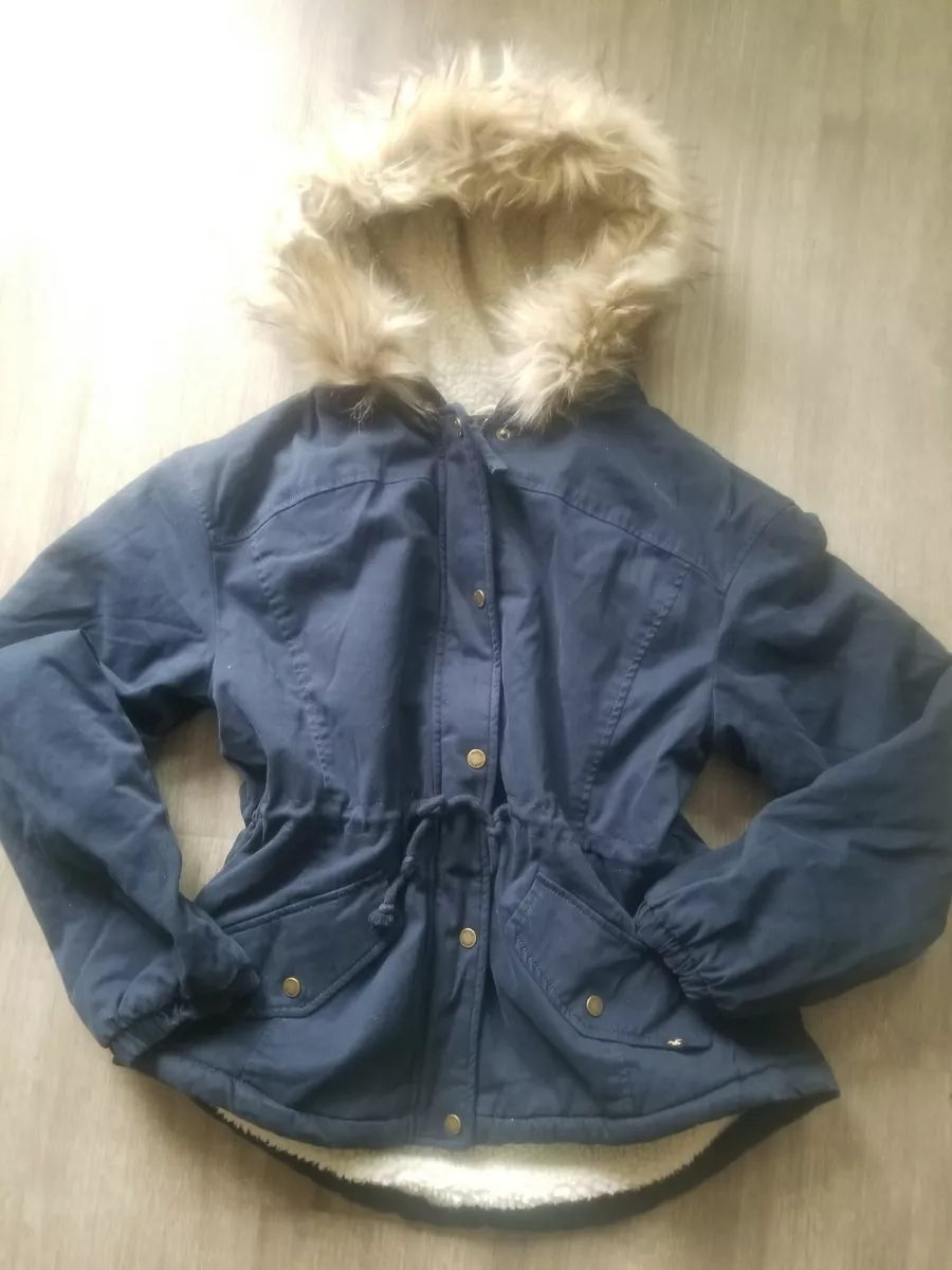 NWT Hollister Heritage Collection Navy Parka sherpa oversized jacket Coat  Large