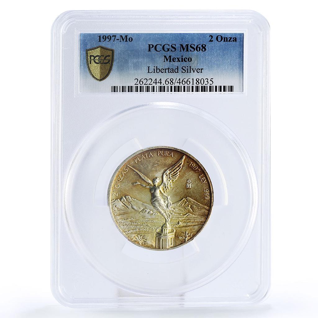 Mexico 2 onzas Libertad Angel of Independence MS68 PCGS silver