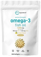 Micro Ingredients Extra Strength Omega 3 Fish Oil Supplements 1000mg Per Serv...