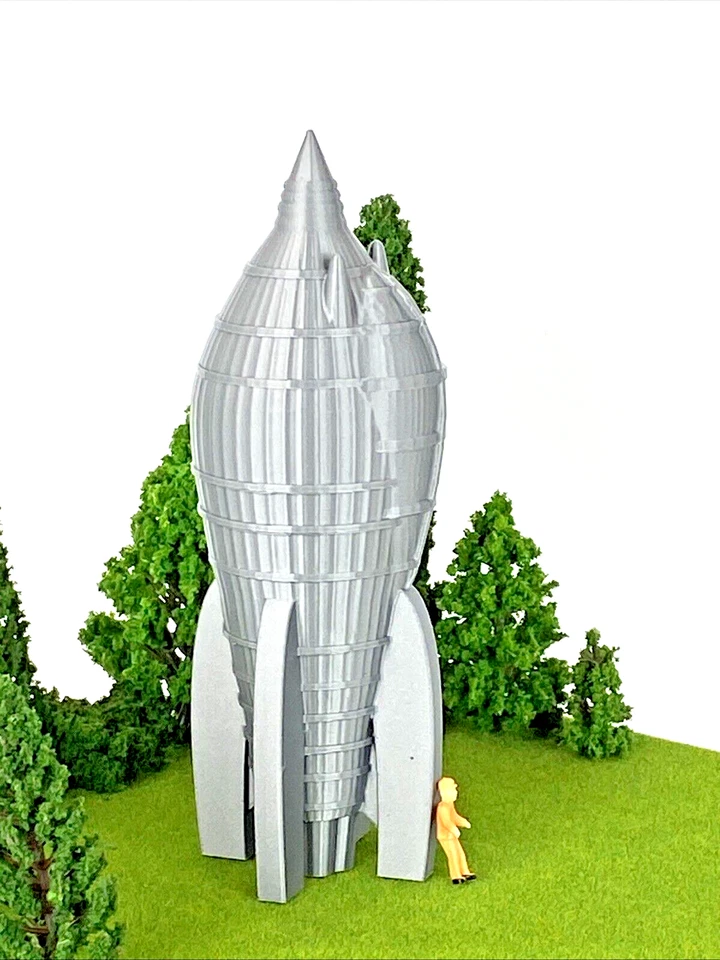 Nave espacial Flash Gordon - Foguete de 6" de altura impresso em 3D para exibição de diorama - Imagem 2 de 4