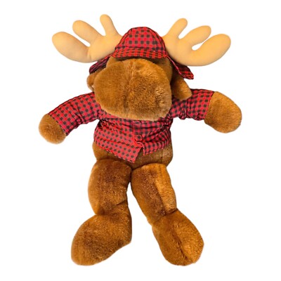 Exclusive VAUGHN Alaska Moose Plush Stuffed Animal with Lumberjack Shirt and Hat