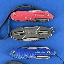 Lot of 3 TSA CONFISCATED BLUE GRAY PINK Columbia Knife Pocket Knife Multi Tool