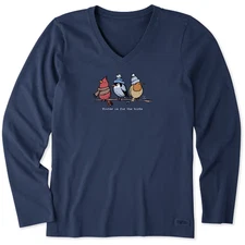 Life is Good. Women's Shady Winter is for the Birds Long Sleeve Crusher Vee