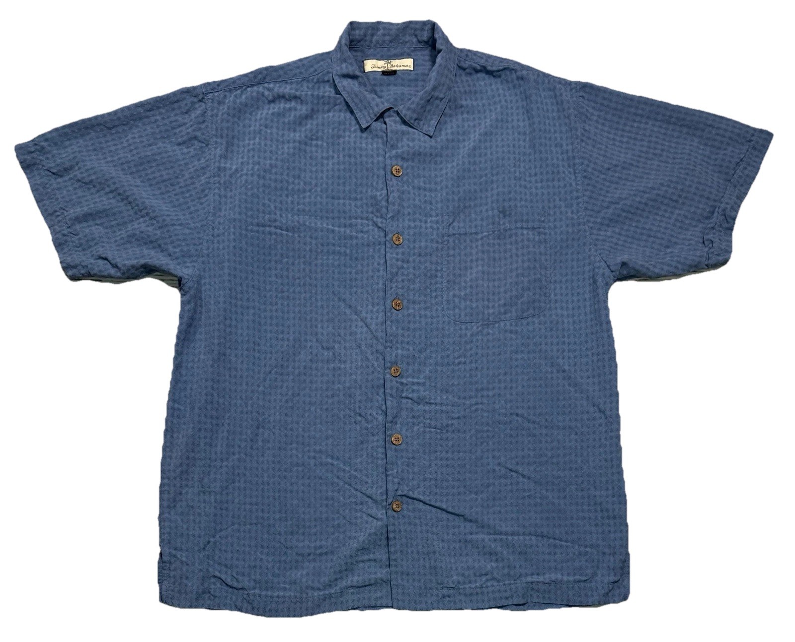 Tommy Bahama Silk Hawaiian Shirt Men’s Sz M Short Sleeve Button Up Blue