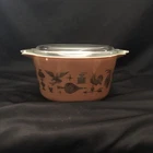 Vintage Pyrex Brown Gold Early American Bowl /Lid 473-C 1 Qt.