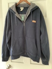 NEW Tag LL Bean Katahdin Iron Works Sweatshirt Full Zip Hooded Men XL Reg Blue