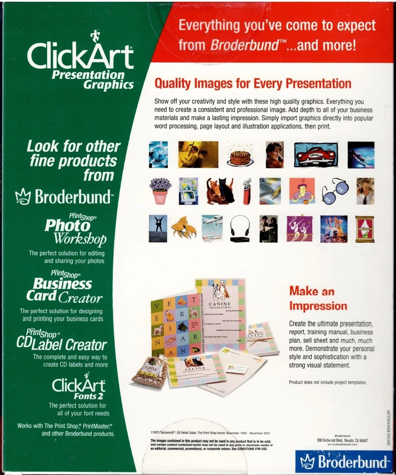 Broderbund Clickart Presentation Graphics Pc New Sealed Box 10,500 Images - Image 2 of 2