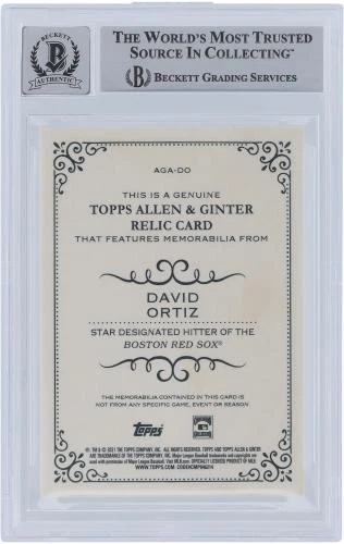 David Ortiz Red Sox Signed 2021 Topps Allen & Ginter Jersey AGA-DO BAS 9/10 Card - Image 2 of 3