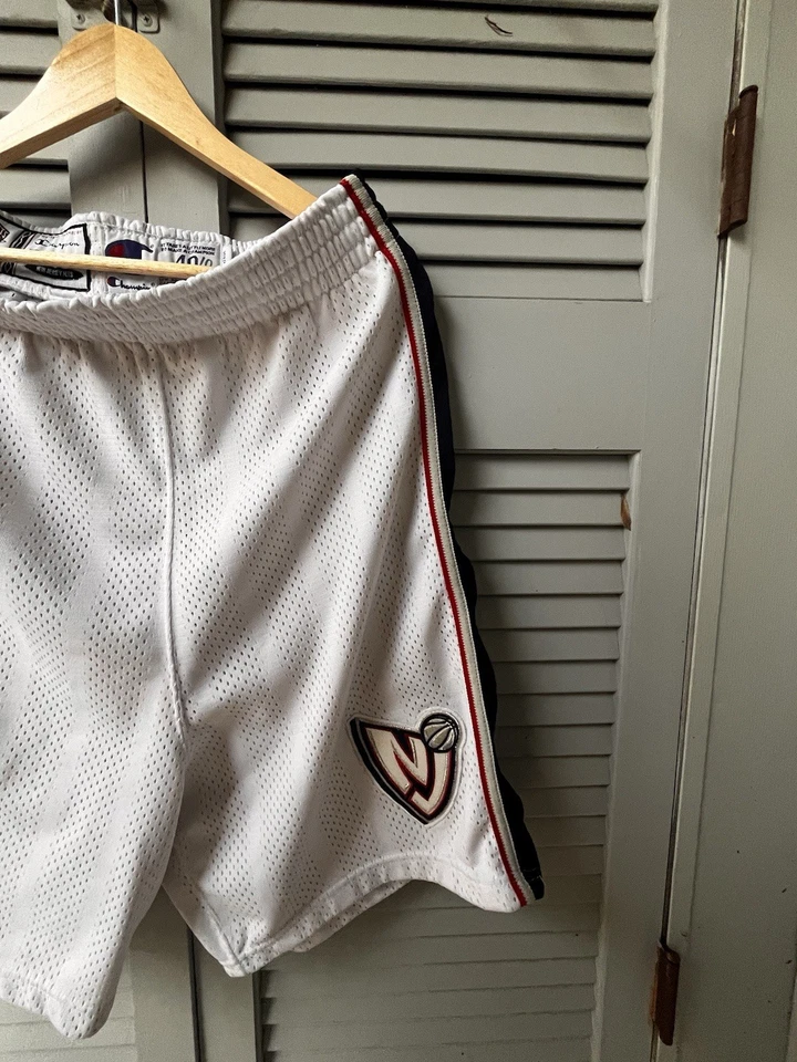 1997/1998 NJ Nets Sam Cassell Game Worn White Home Champion NBA Shorts (Size 40) - Image 3 of 4