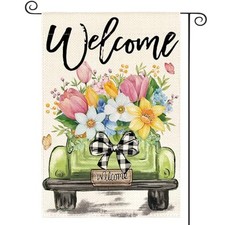 Spring Tulip Garden Flag 12x18 Inch Double Sided Outside, Garden Size-12 x 18"