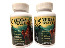 2 Bottles of Yerba Mate 100% Pure Herbal Supplement, 60 Capsules each - #359