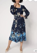 Susan Graver Printed Liquid Knit Lace &Velvet Dress (large petite)