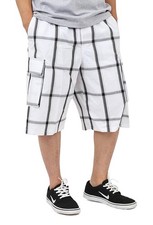 Shaka Wear White Plaid Relaxed Fit Casual Cargo Hybrid Baggy Shorts M