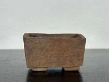 Preowned Japanese Tokoname Mame Rectangular Bonsai Pot with Stamp - 1.5” By 1”