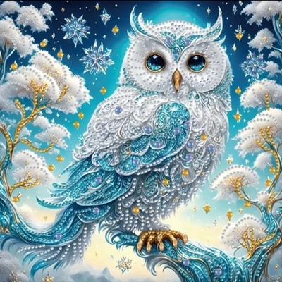 Bezauberndes DIY 5D Eule auf Ast Diamond Painting Kit 30x30cm (12x12inch) Neu mit Etikett