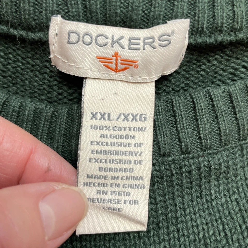 Suéter Dockers Holiday Navidad Para Hombres XXL Verde 100% Algodón Ciervo Alce Reno Foto 3 de 4