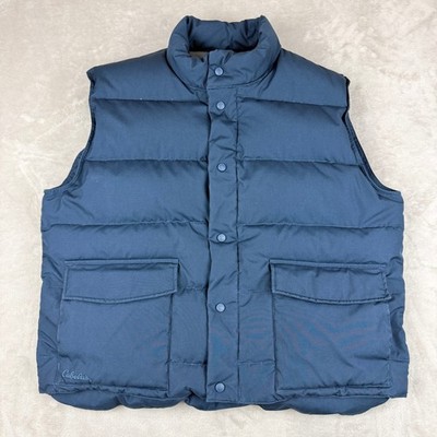 VTG Cabelas Puffer Vest Mens XL Steel Blue Premier Northern Goose Down Lined 90s