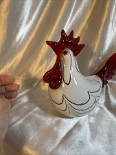 Vintage Hand-Blown Art Glass Rooster MCM Decor Farmhouse Decor Murano Style