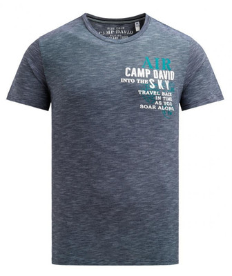 Camp David T-Shirt mit Streifen-Design & Rücken-Print blue navy CB2507-3581-31