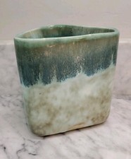 McCarty Pottery Jade Delta Vase Glazed Edge Artist Signed