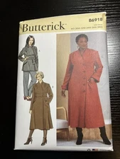 Butterick Pattern B6918 Women’s Coat  3 Styles SIZE 30-38 UNCUT