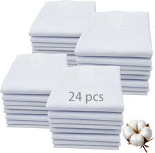 24 PCS 16'' X 16''Handkerchiefs for Men 100 Soft Cotton White Hankie Handkerchi