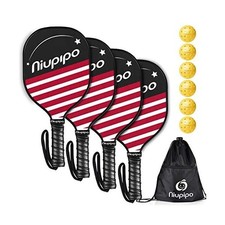 Niupipo Wooden American Flag Pickleball Paddles Set of 4- US