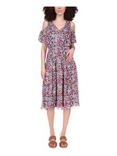 MICHAEL MICHAEL KORS Womens Black Elastic Waist Skirt Lined Midi Dress XL