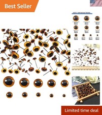 TOAOB 100Pcs Deep Brown Glass Eyes Kits 3Mm to 12Mm Assorted Sizes for Crafts