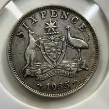 1935 Sixpence Coin - Very Fine - Silver George V