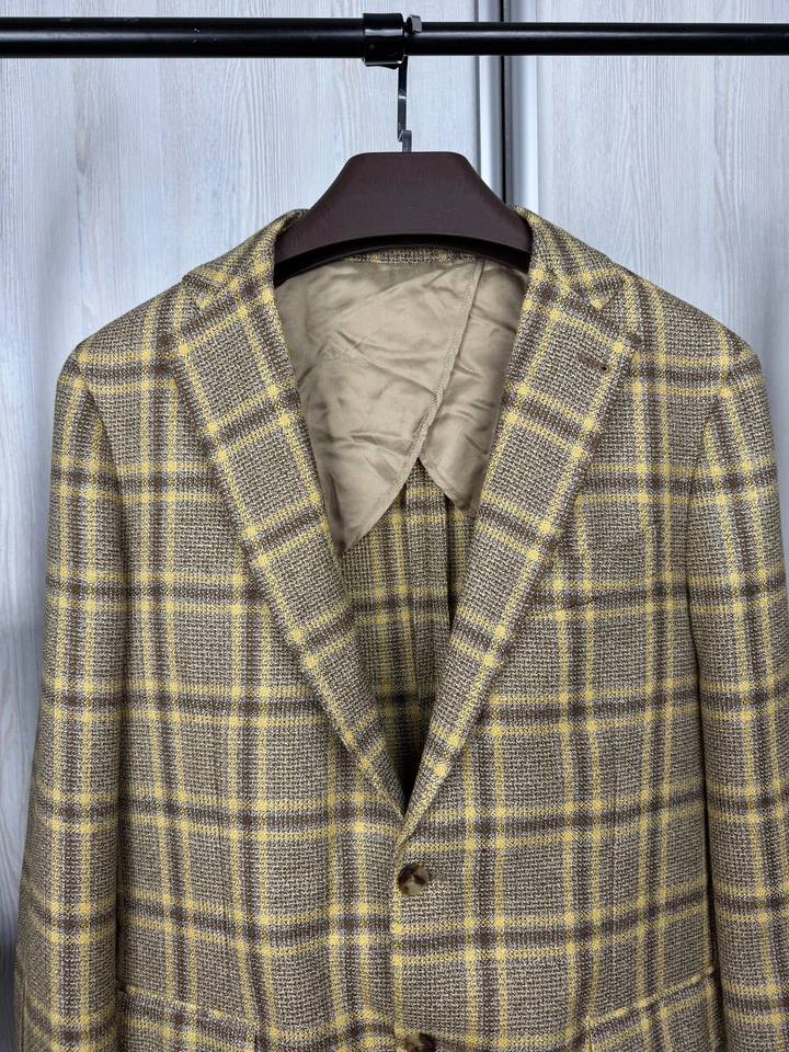 Blazer Lardini 2 botones lana lino sin forro a cuadros Foto 3 de 4