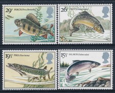 1983 GB BRITISH RIVER FISH SET DE 4 FINOS COMO NUEVOS MNH SG1207-SG1210